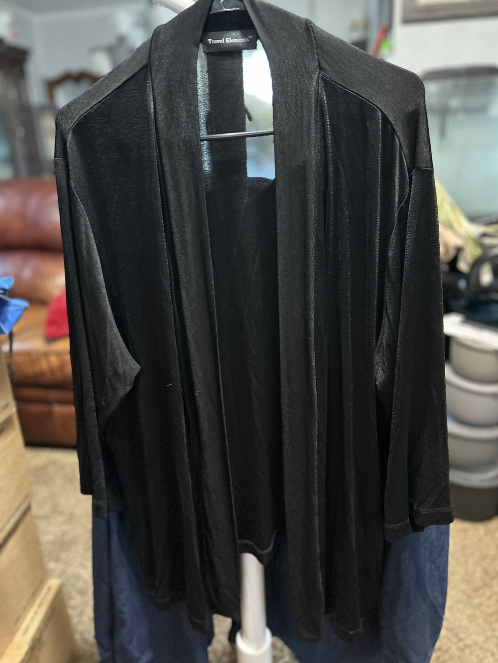 Travel Elements Black Open Front Cardigan 2X